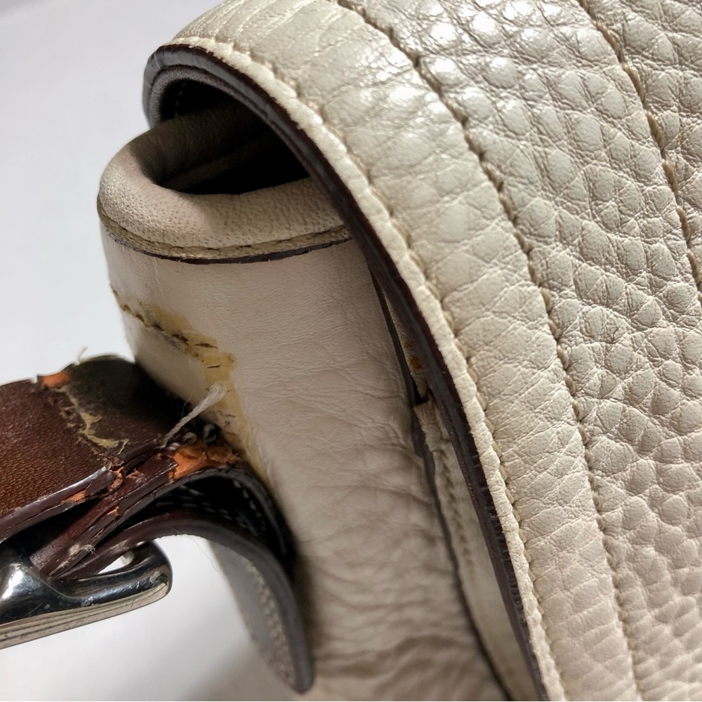 VINTAGE COACH WOMENS WHITE & BROWN PURSE HANDBAG - Picture 10 of 16